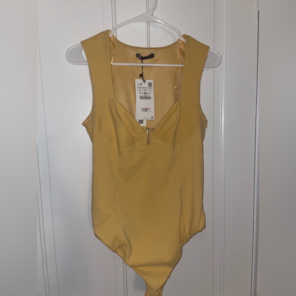 ZARA yellow fitted bodysuit